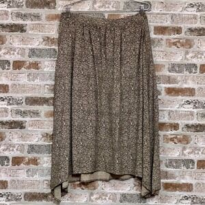 Eileen Fisher Midi Skirt Pockets Elastic Waist Pull On‎ Casual Black Beige M